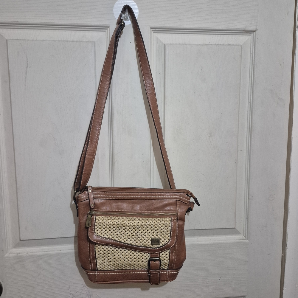 Elegant Brown and Cream Crossbody Bag